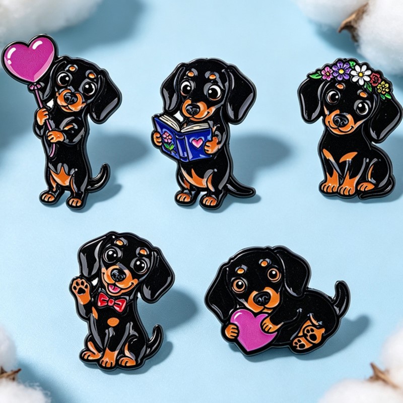 5pcs Cute Dachshund Enamel Pin - Florist Supplies ulasan dan harga
