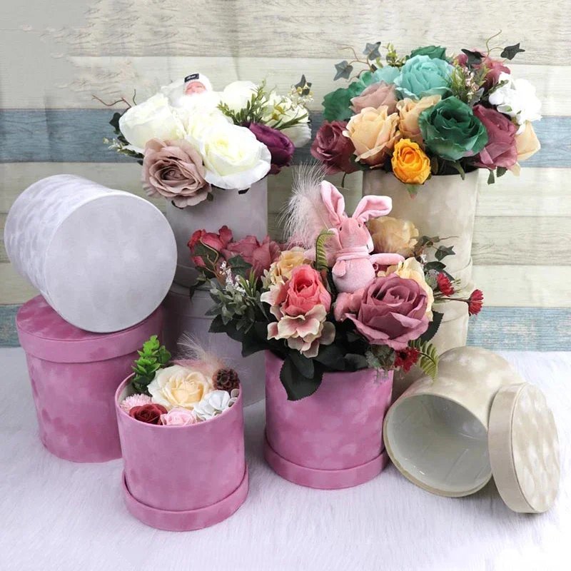 3Pcs/Set Round Shape Velvet Gi - Florist Supply Buckets ulasan dan harga