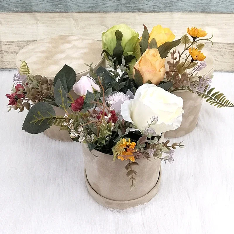 3Pcs/Set Round Shape Velvet Gi - Florist Supply Buckets ulasan dan harga