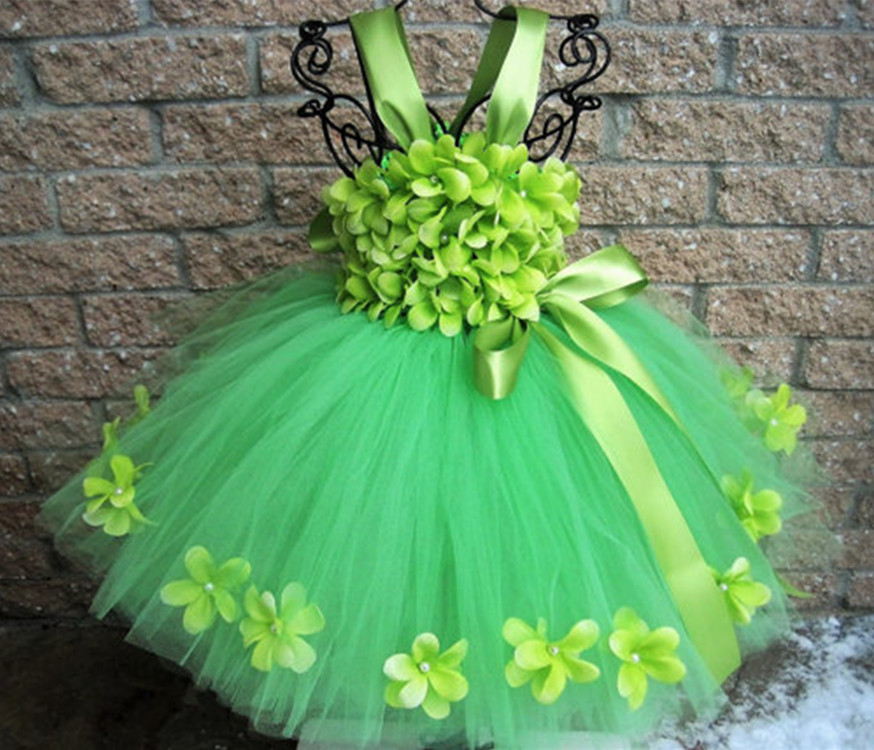 Girls Green Petals Tutu Dress  - Floral Tape Green ulasan dan harga