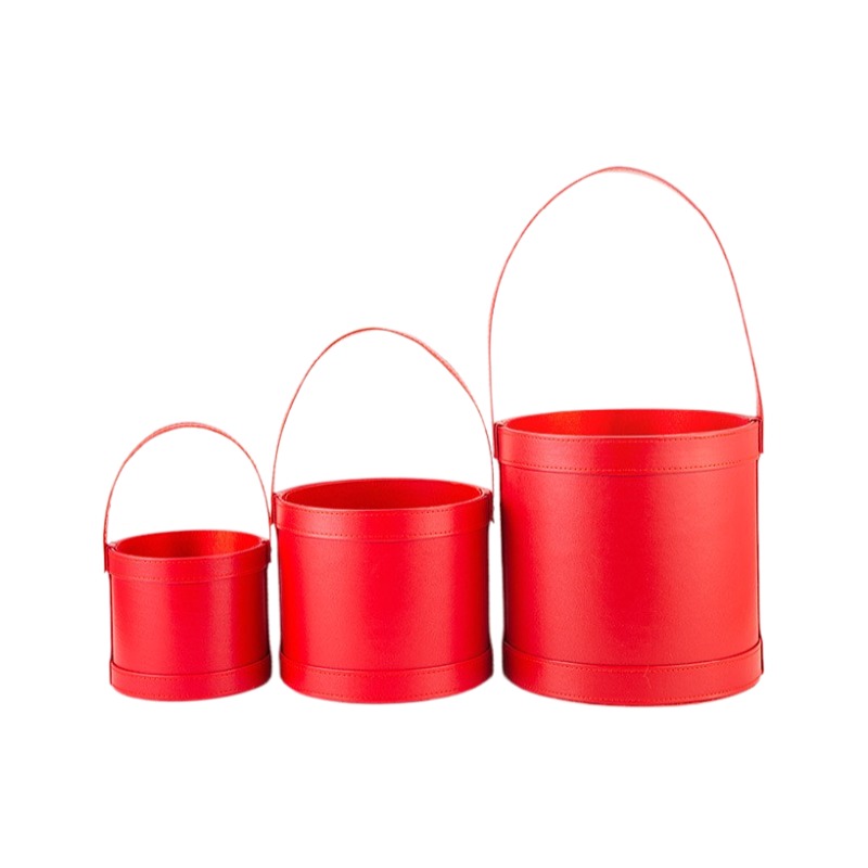 Portable Leather Round Gift Bo - Florist Supply Buckets ulasan dan harga