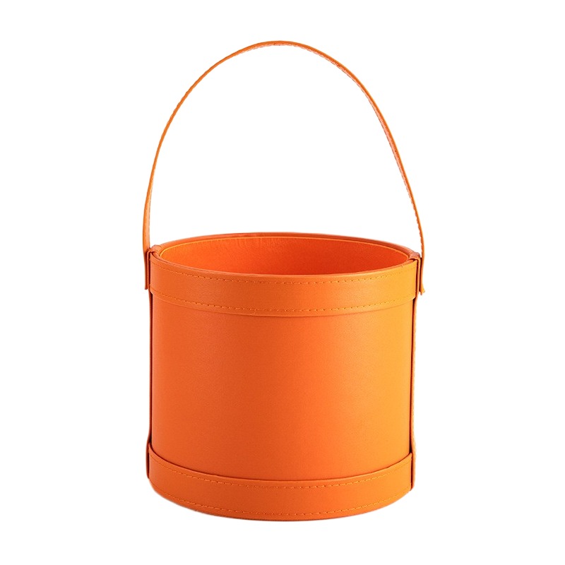 Portable Leather Round Gift Bo - Florist Supply Buckets ulasan dan harga